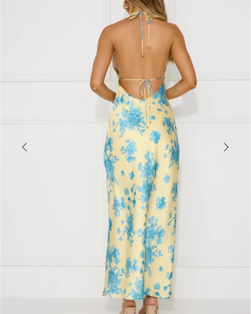 Love Signs Halter Satin Maxi Dress Yello - Image 3