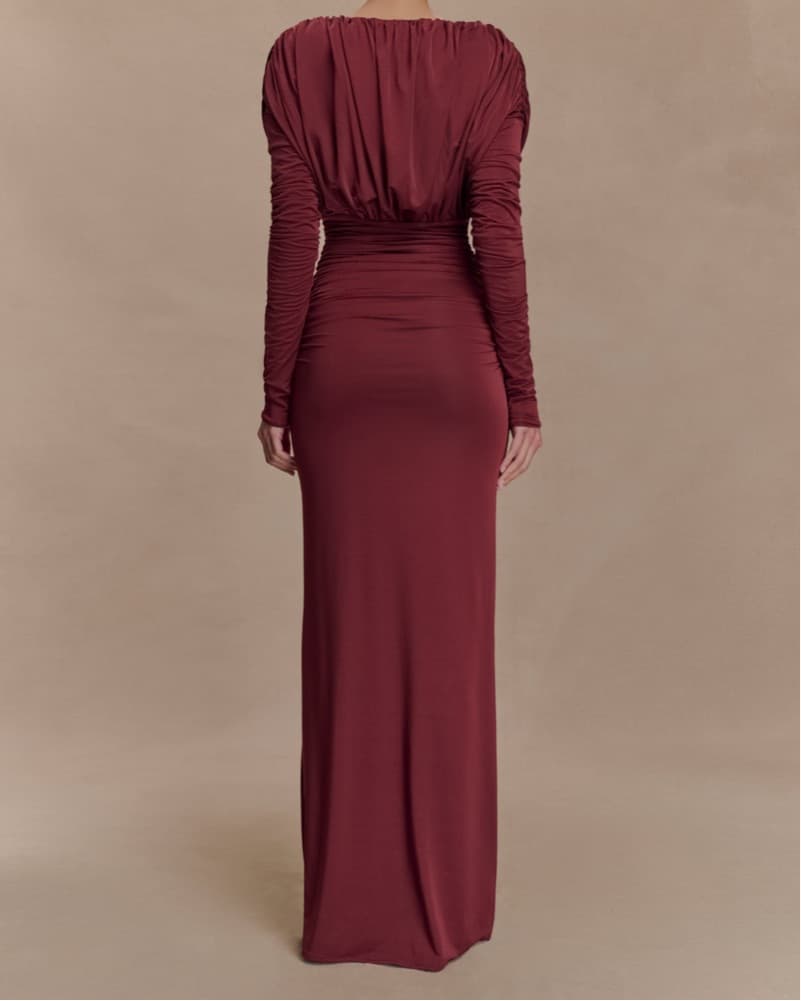 Hayden Long Sleeve Plunge Maxi Dress  - Image 3
