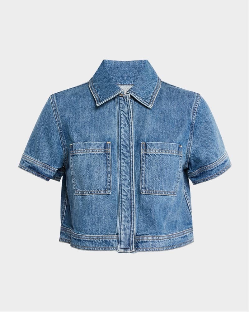 Cropped Denim Jacket - Image 1