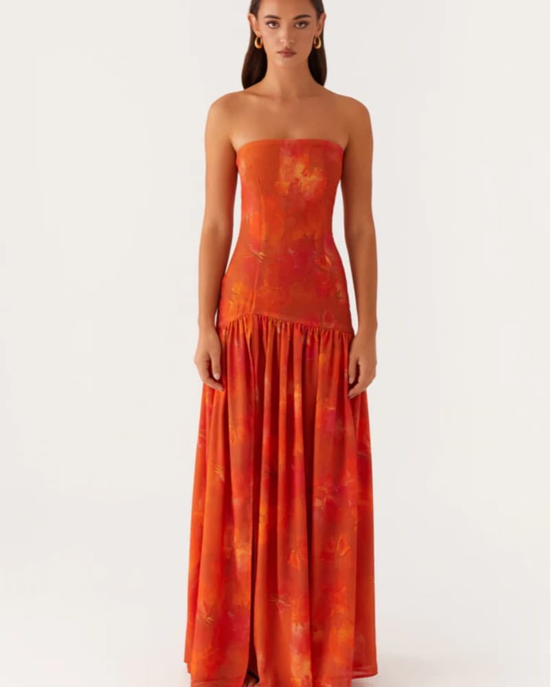 Drop Waist Rust Orange Maxi Dress - Image 6