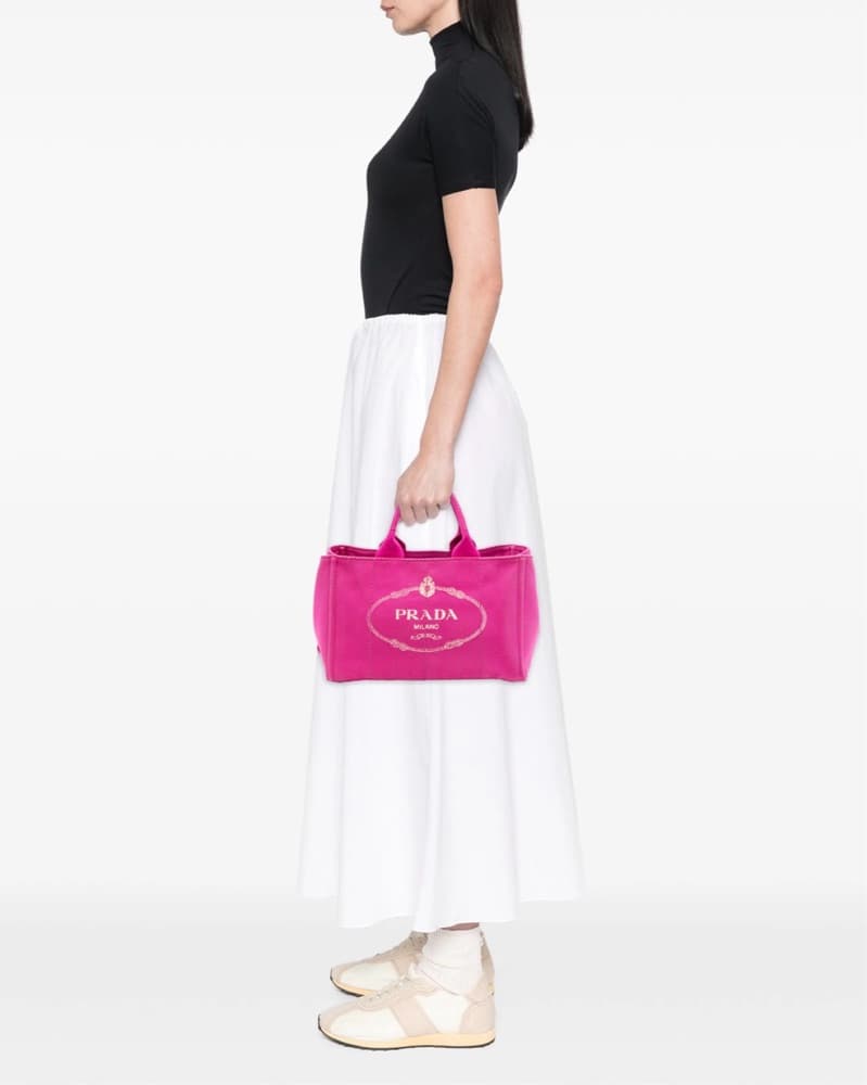 Prada Pink Logo Canvas Tote  - Image 2