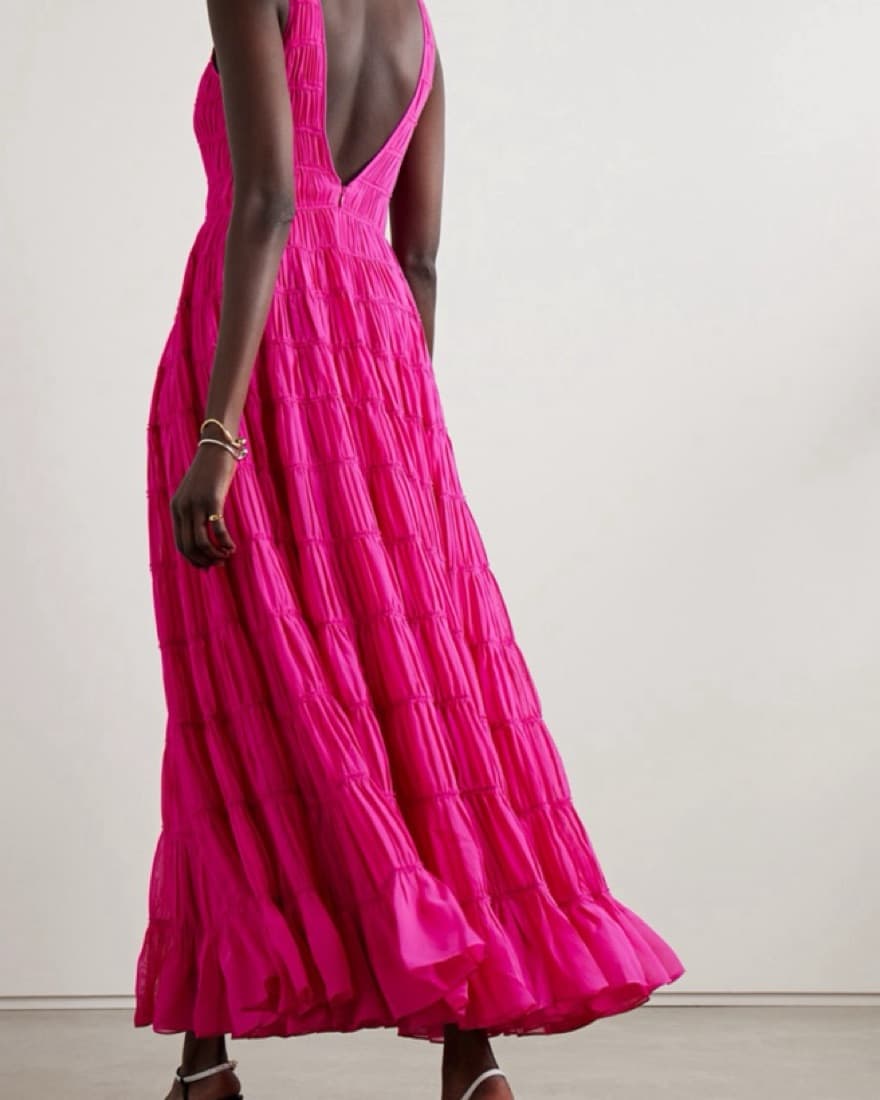 Aje Pink Tiered Chiffon Gown - Image 2