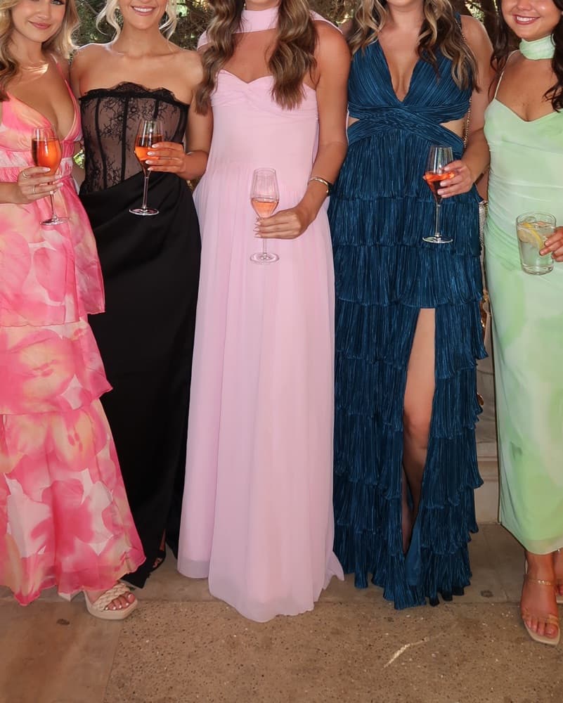 Pink Floor Length Gown With Scarf  - Image 5