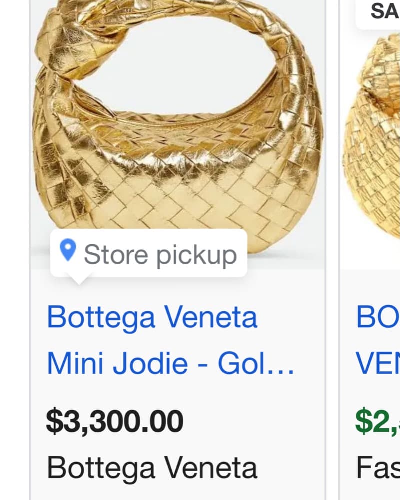 Bottega Veneta Mini Jodie - Gold Metallic Woven Bag - Image 2
