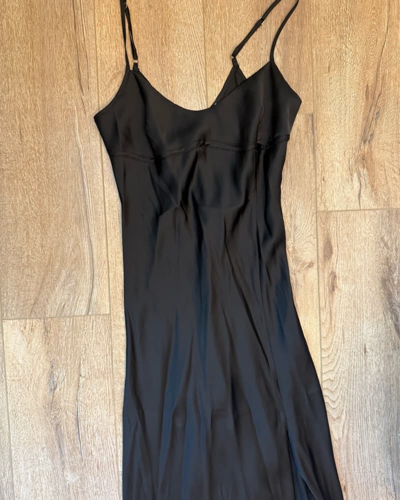 Free People Bias Black Satin Slip Dress - Image 2