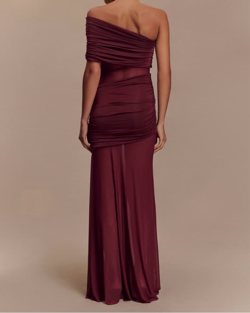 Meshki Burgundy Dress - Image 2