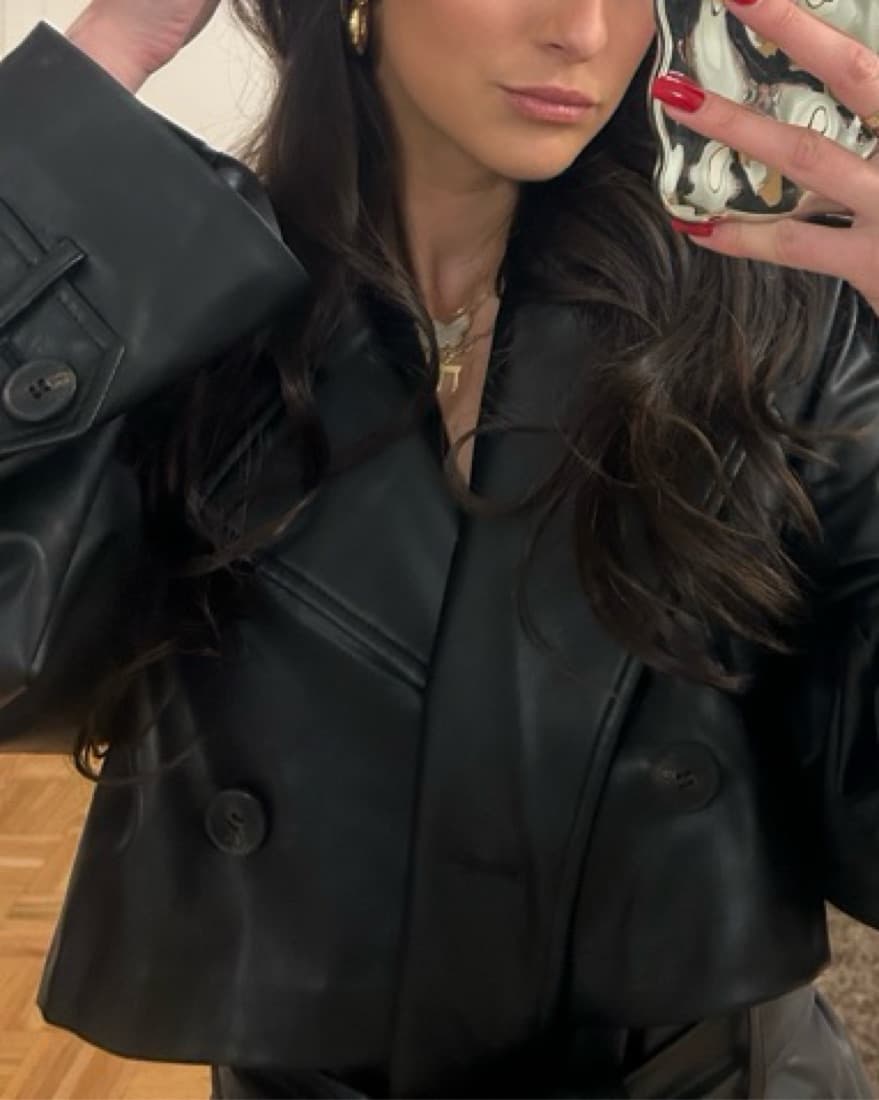 Leather Black Zara Trench Coat  - Image 2