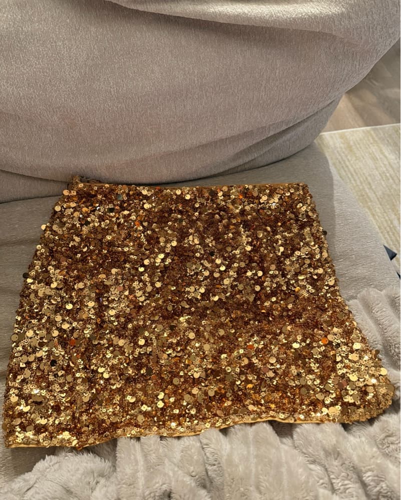 Zara Orange Sparkly Skirt - Image 2