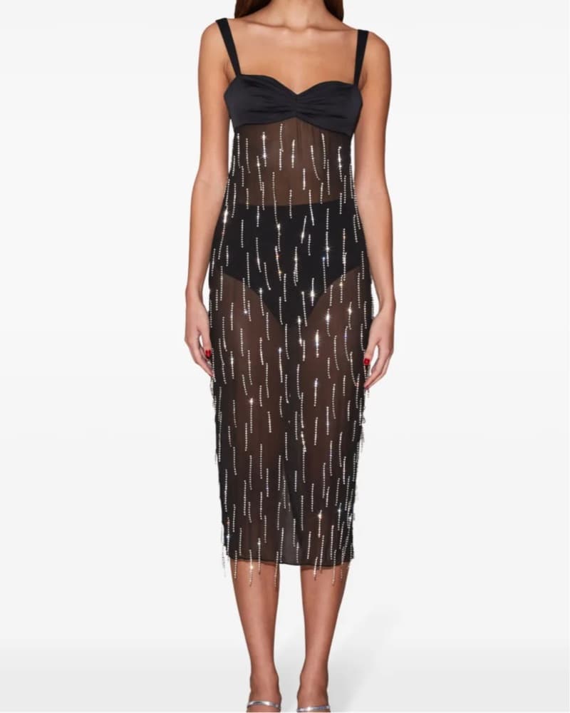 Fleur du Mal Dangling Stones Midi Dress - Image 4