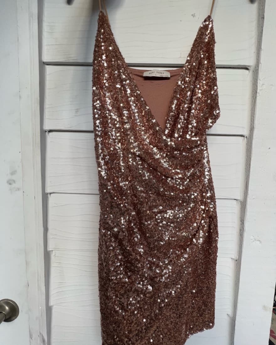 Sequin Rose Gold Party Mini Dress - Image 4