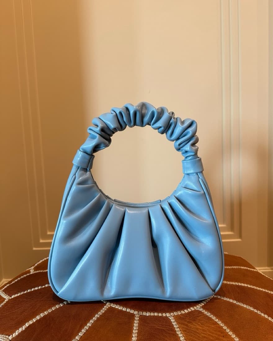 Baby Blue Ruched Hobo Bag - Image 1