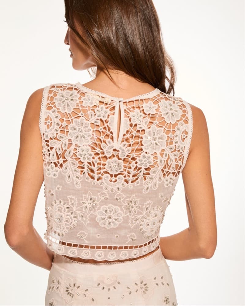 Emeryn Cropped Cotton Lace Top - Image 5