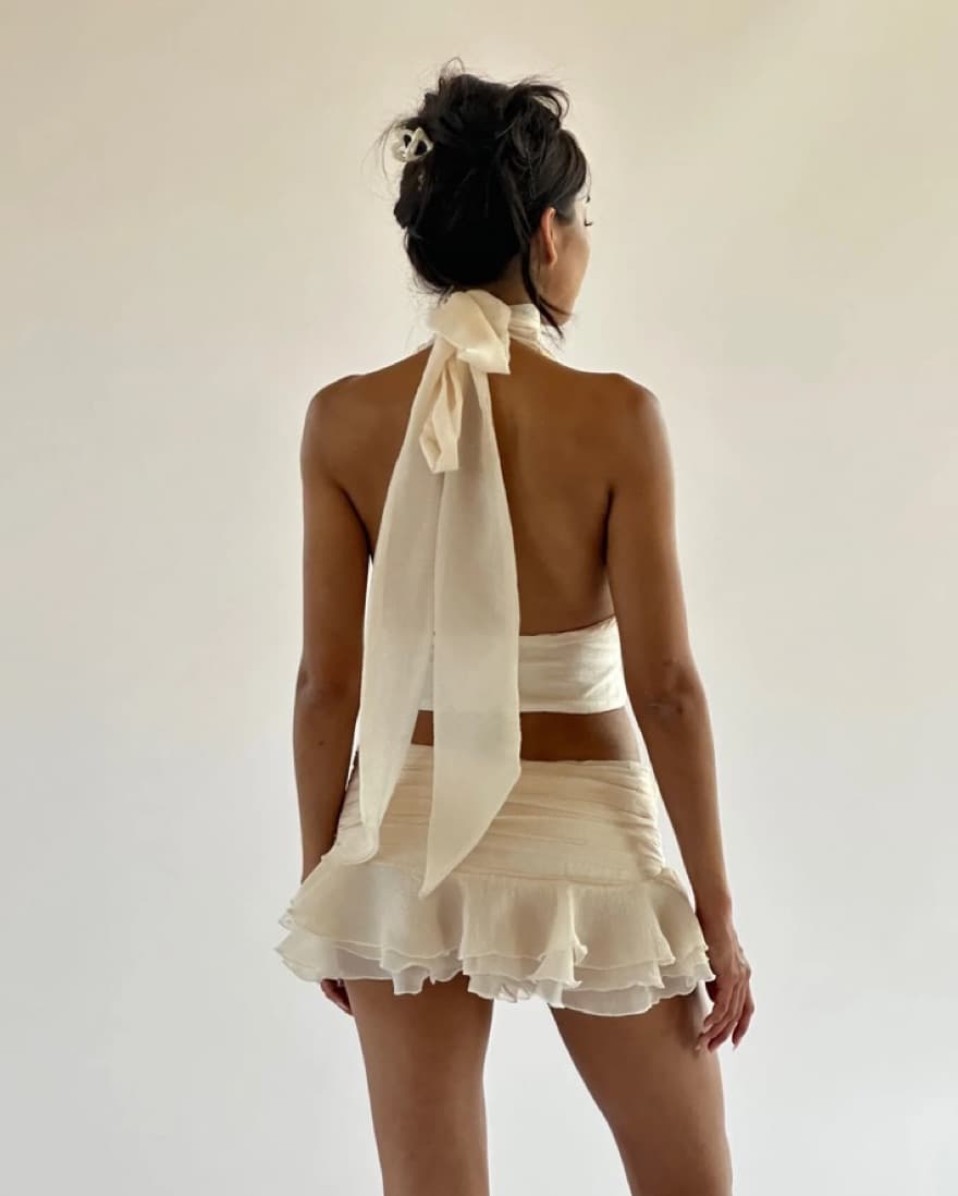 Mixed Gals Halter Top Mini Skirt Set - Image 4