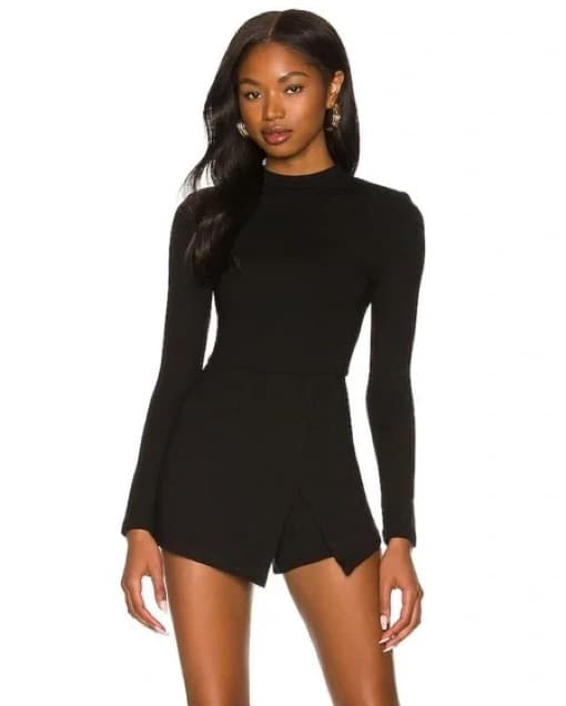 Black Superdown Skort Romper - Image 1