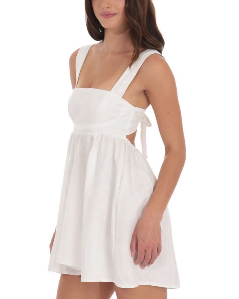 Lucy In The Sky Babydoll Dress In White - Image 3