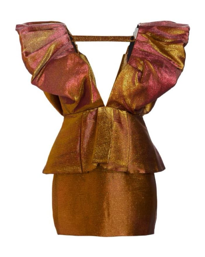 Calin Puff-Sleeve Peplum Dress - Image 2