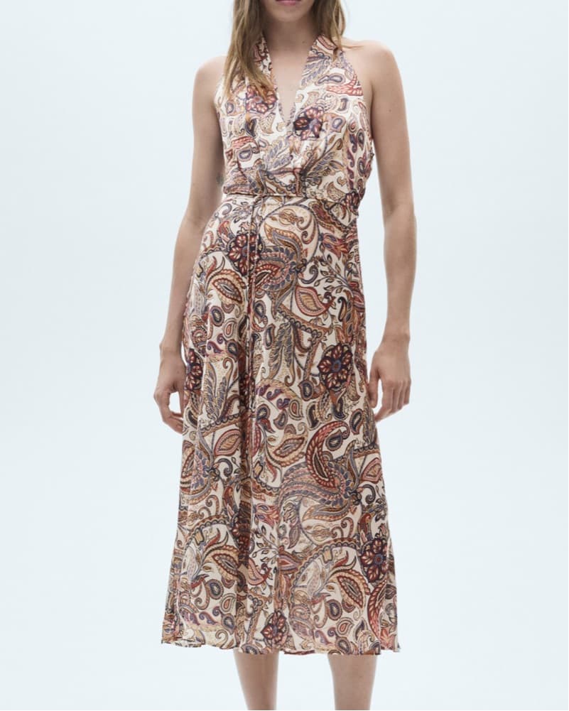 Vibrant Paisley Patterned Midi Dress - Image 2