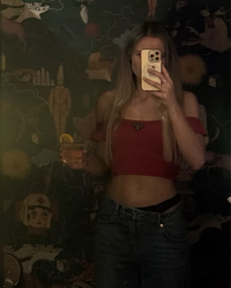 Prada Red Ruffle Sleeve Crop Top - Image 4