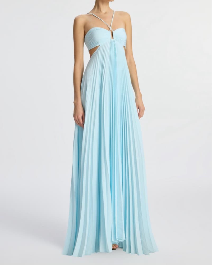 ALC Moira Satin Pleated Maxi Dress - Image 1