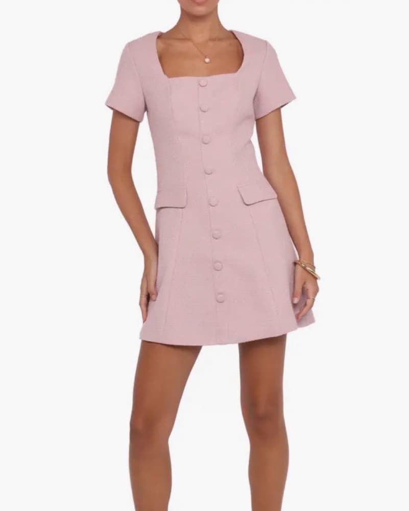 Petal And Pup Pink Tweed Dress - Image 1