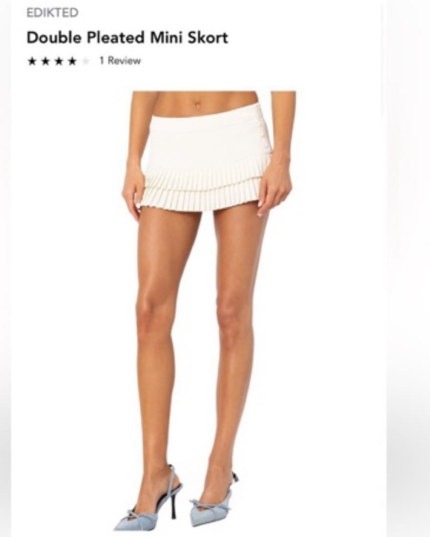 Edikted Double Pleated Mini Skort - Image 2
