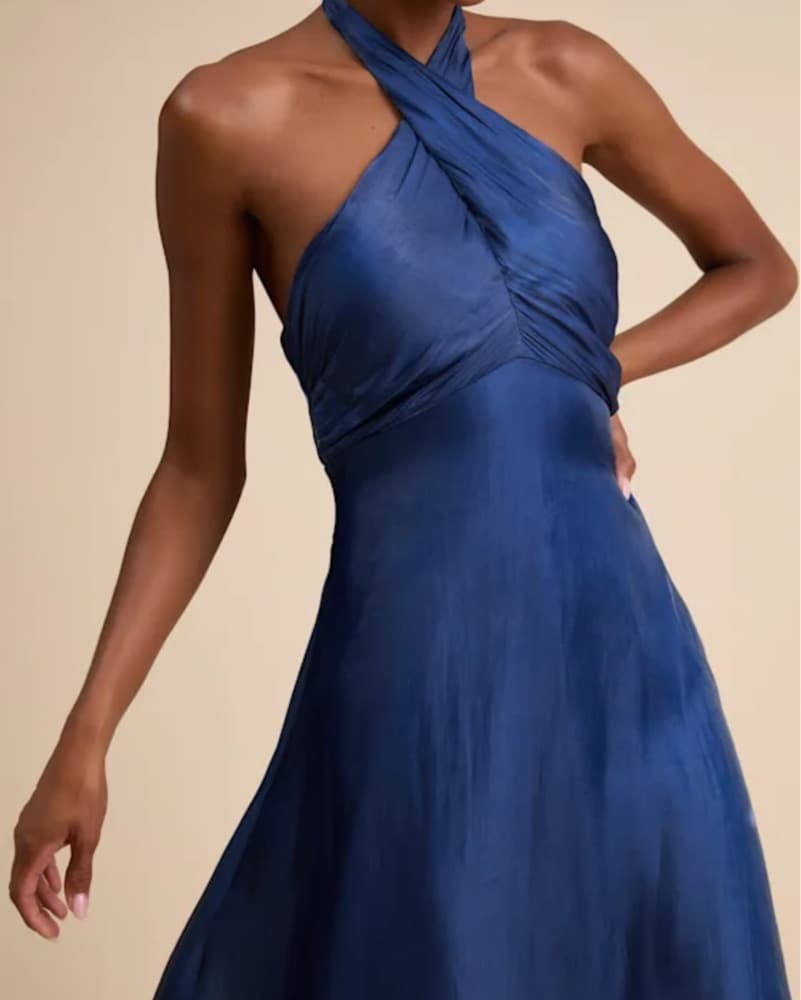 Blue halter Lulus Dress - Image 3