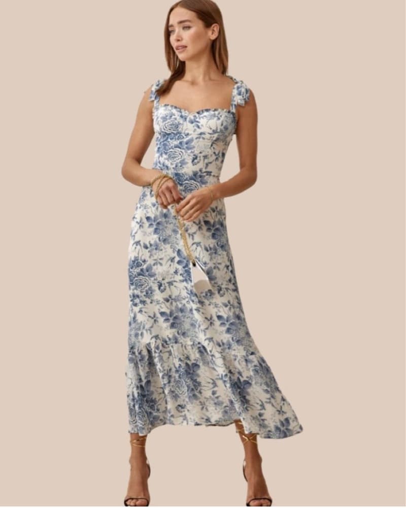 Reformarion Nakiti Dress Blue/White Toil - Image 1
