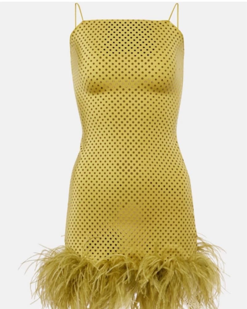 Oseree Feather Trim Disco Mini Dress - Image 3
