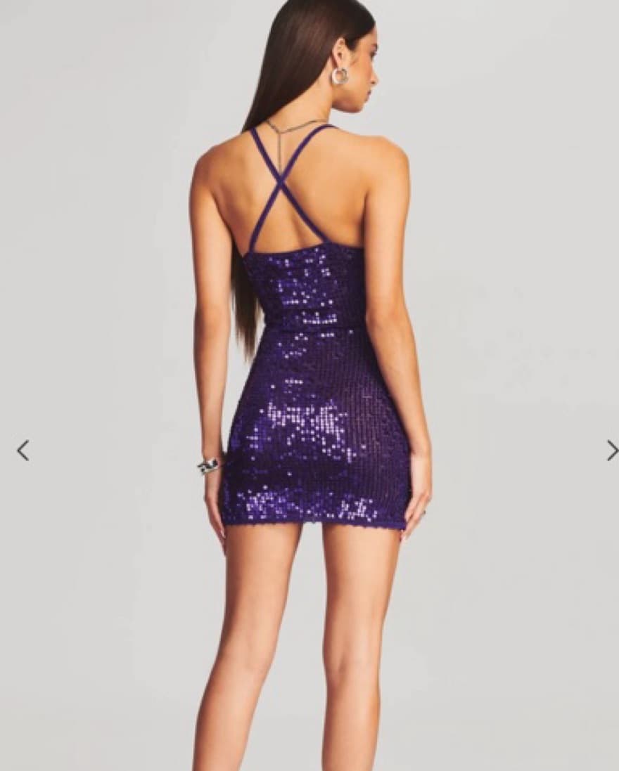Purple Sequin Mini Dress - Image 2