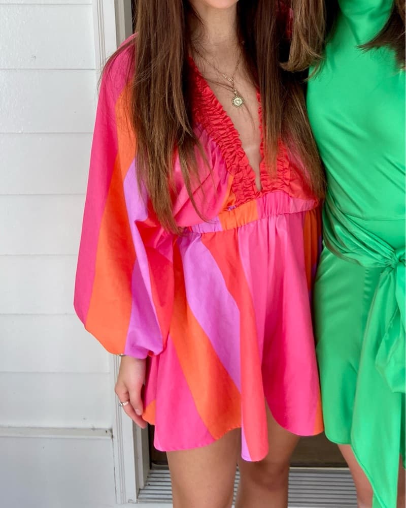 Multicolor Buddy Love Deep Vneck Romper - Image 2