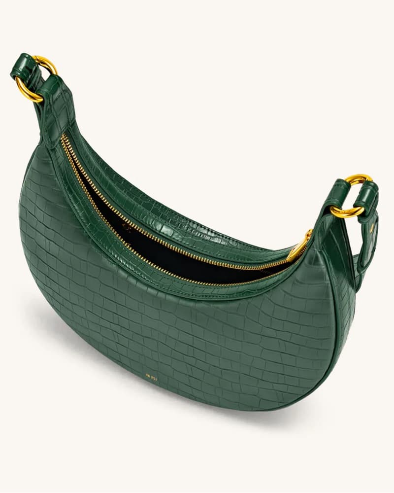 Carly Saddle Bag - Dark Green Croc - Image 4