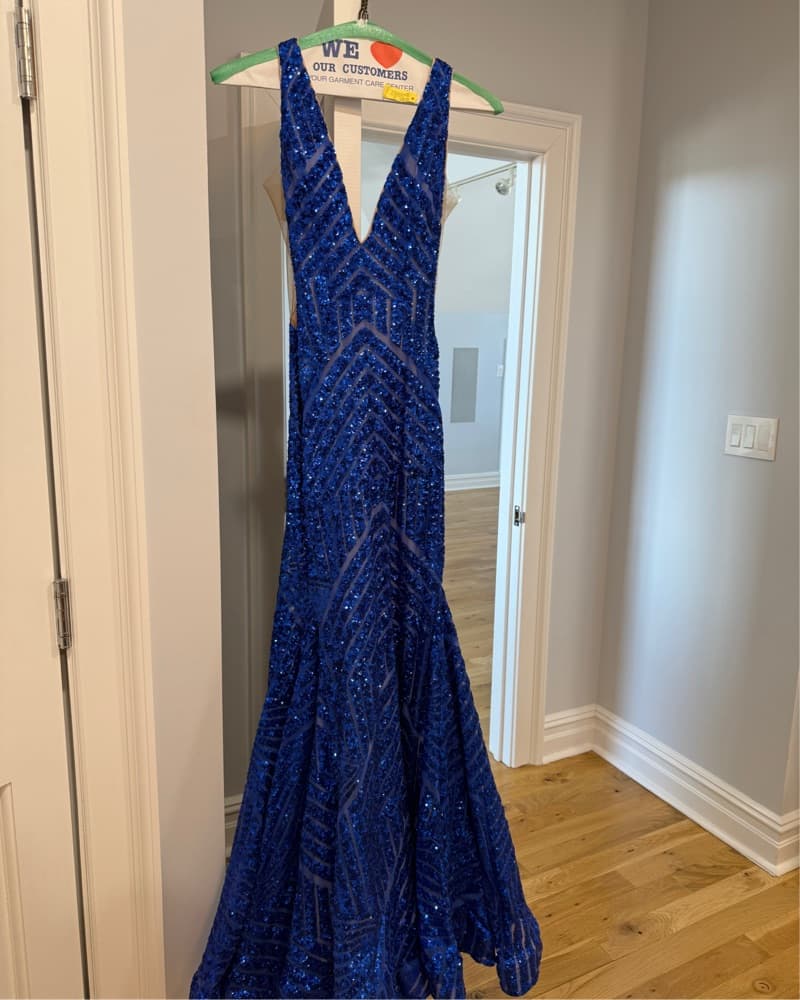 Stunning Blue Sequin Gown - Image 1