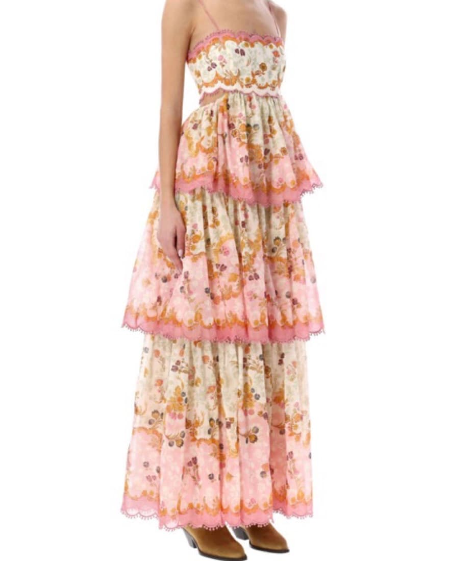 Zimmermann Frill Maxi Dress Nude Floral - Image 1