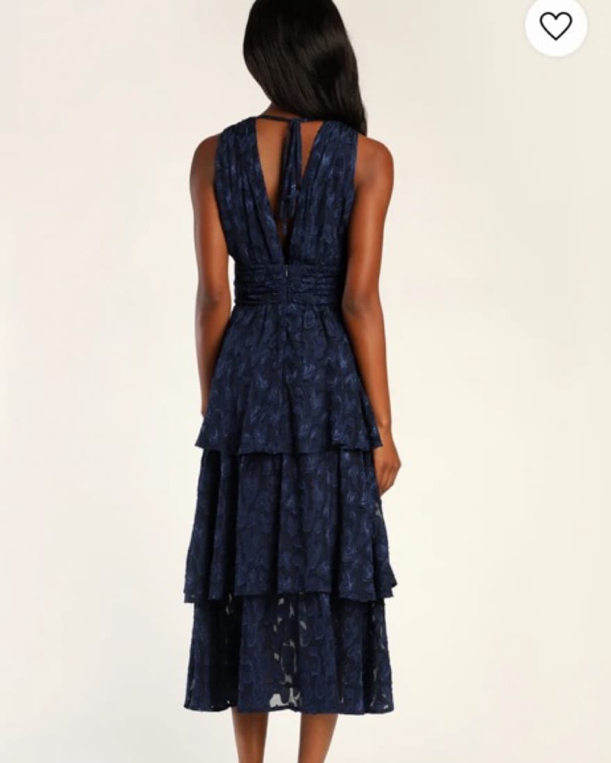Lulus Navy Blue Tiered Midi Dress - Image 4