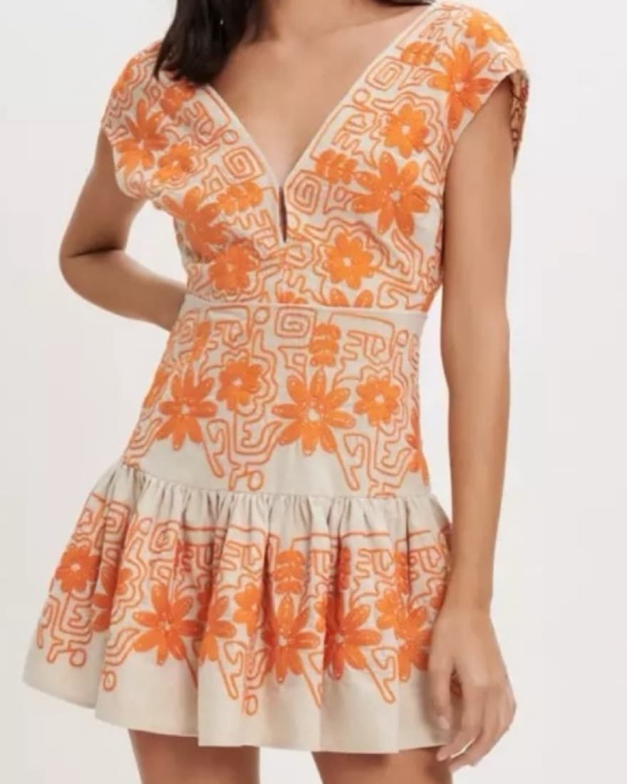 Maje Orange Embroirdered Dress - Image 1