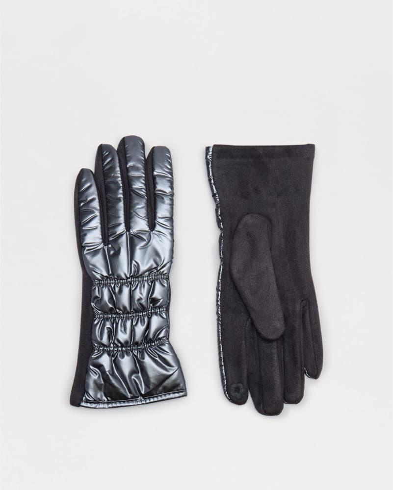 Sleek Silver Quilted Snow Gloves - Image 2