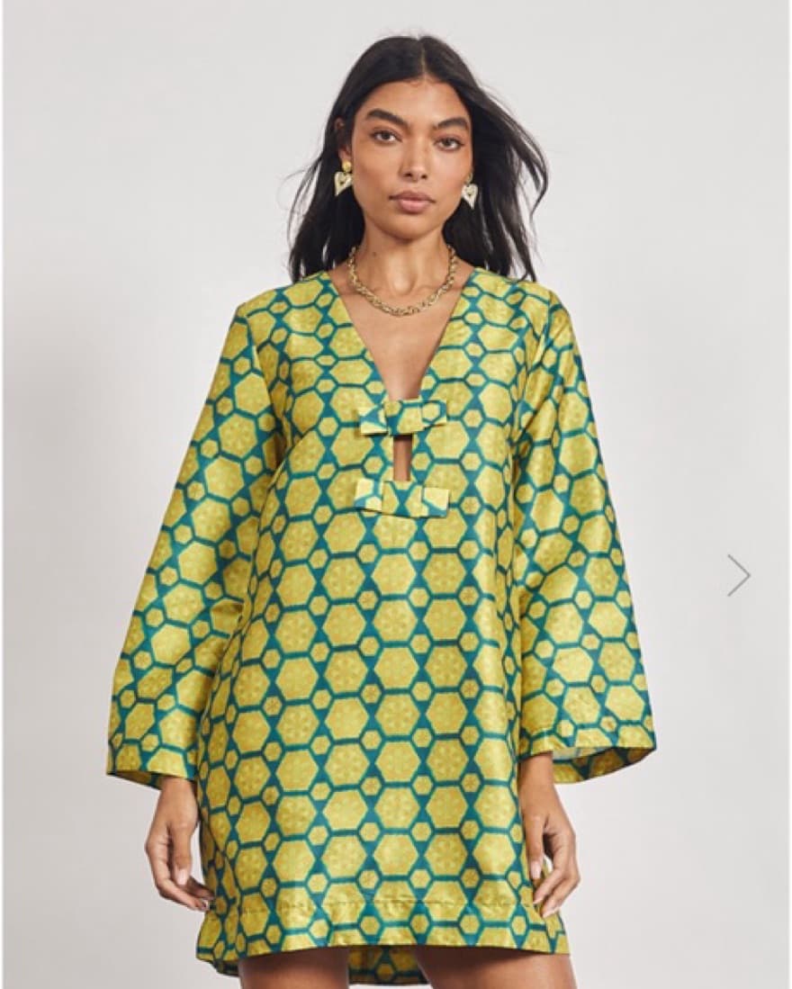 Vibrant Hexagon Print Mini Dress - Image 5
