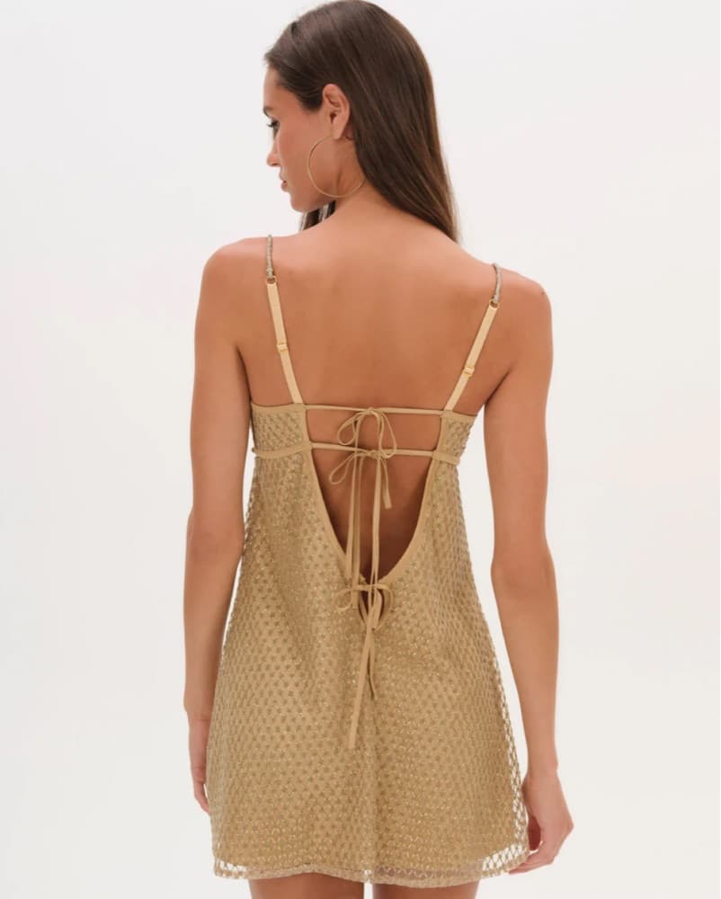 For Love And Lemons Gold Slip Dress - Image 3