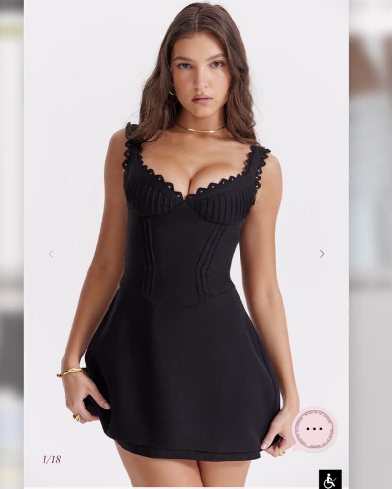 House of CB Tilly Black Pin Tuck Mini - Image 1