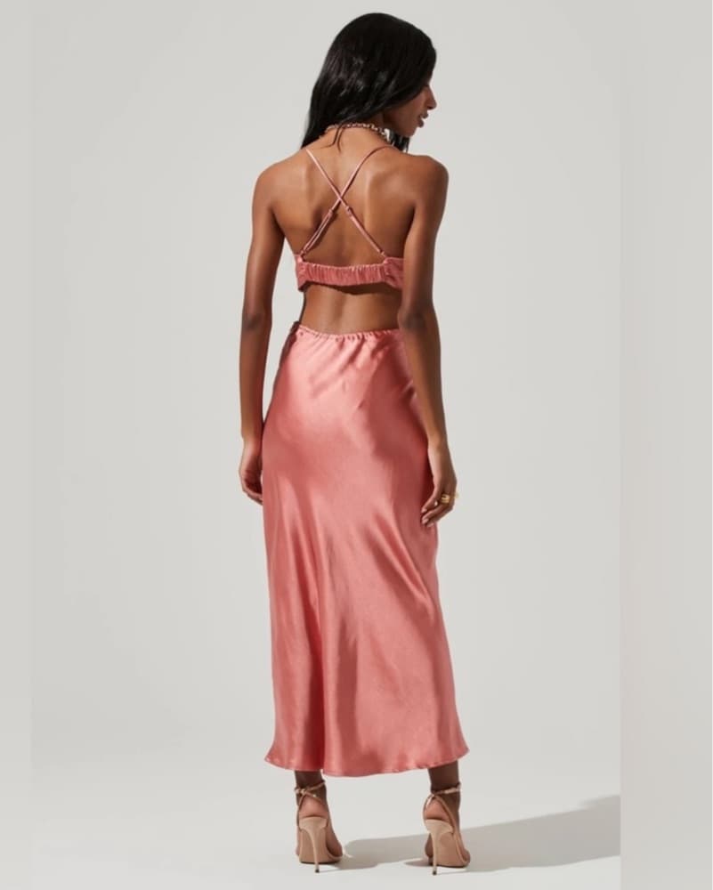 Coral Silk Dress - Image 2