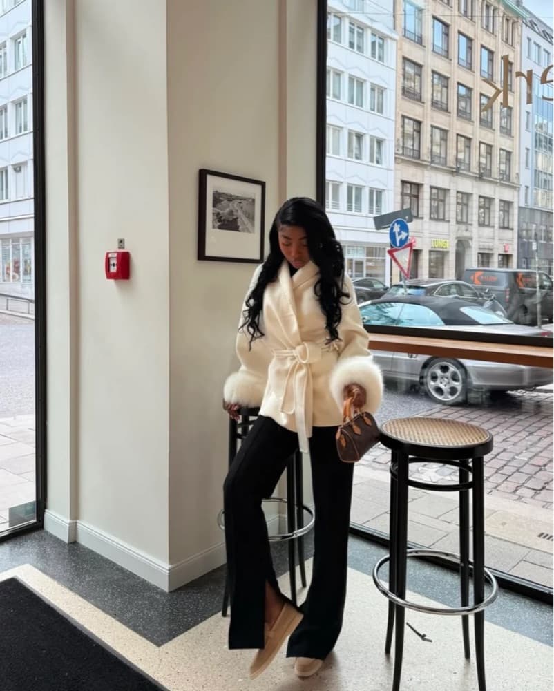 Maison Maia White Fur Trimmed Coat - Image 1