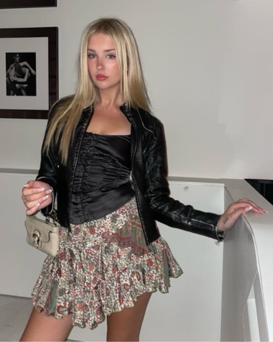 Silk Patterned Mini Skirt - Image 1