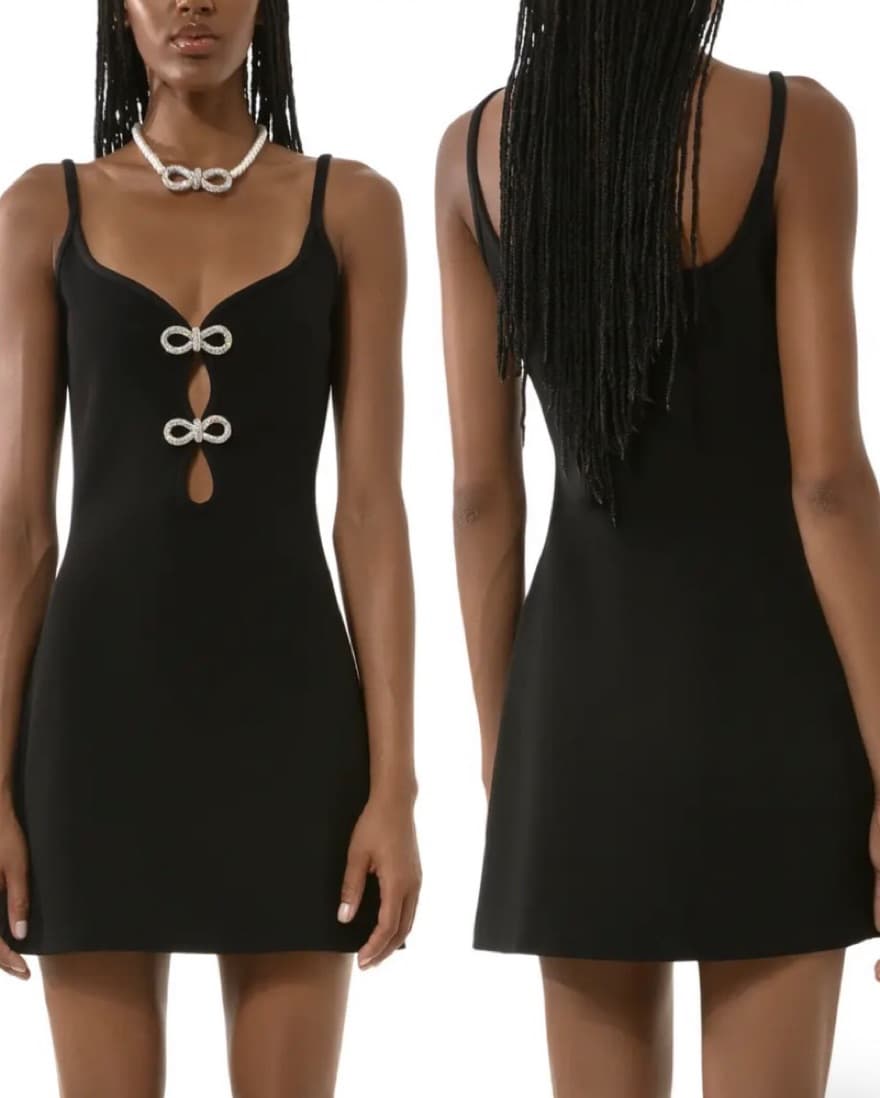 Mach & Mach Crystal Bow Cutout Minidress - Image 1