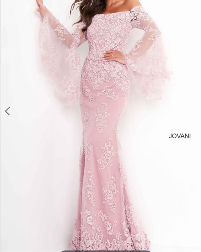 Jovani Pink Gown with long sleeves  - Image 1