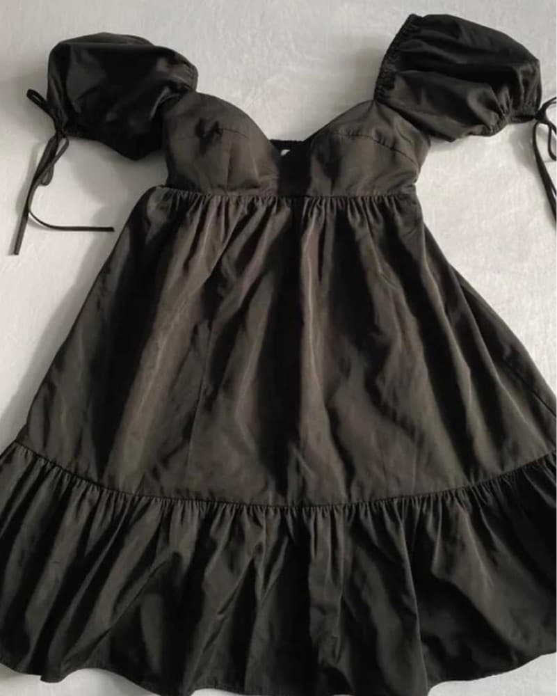 Amanda Up Chic Black Puff Sleeve Dress - Image 3