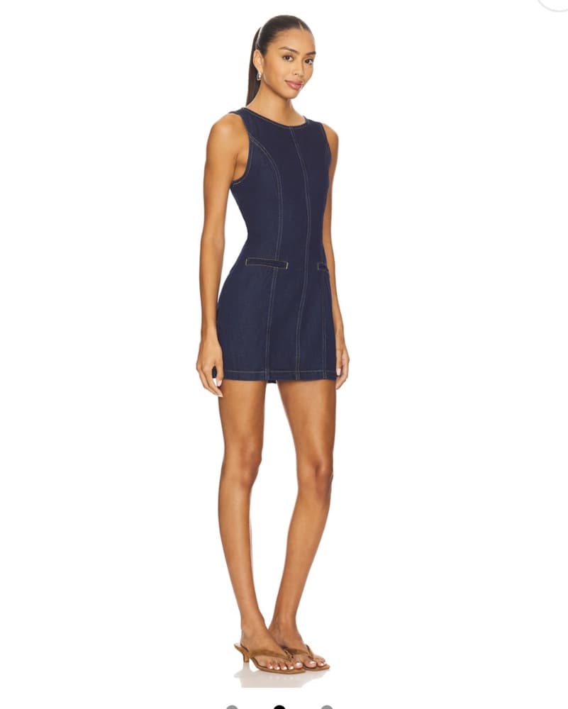 Dark Blue Denim Mini Dress - revolve - Image 3