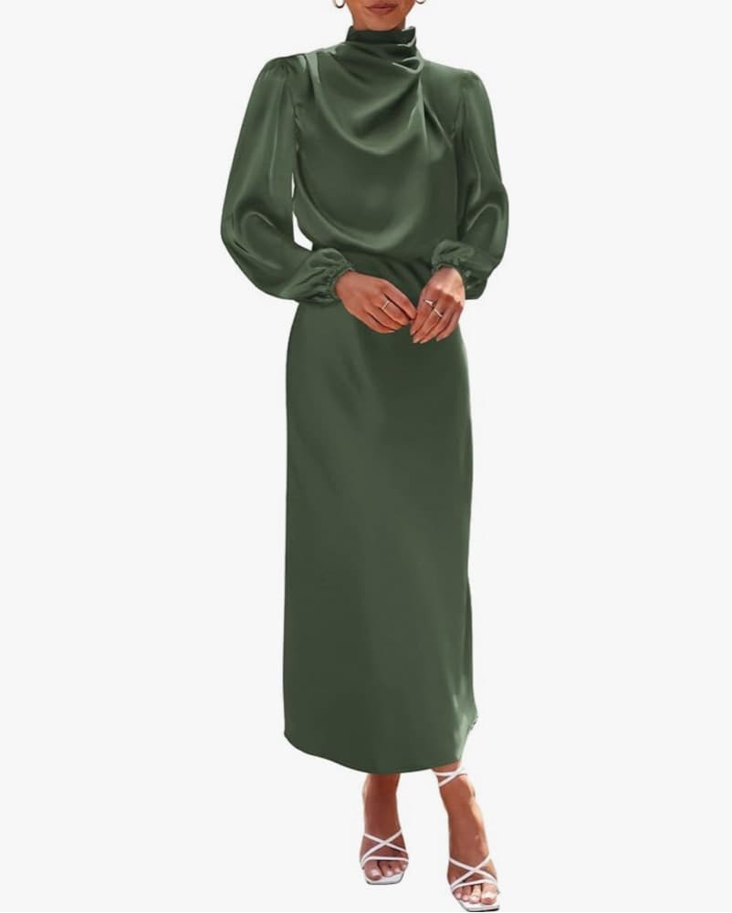 BTFBM Satin Olive Gown - Image 1
