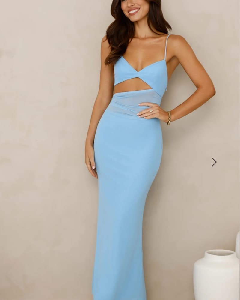 POISED PERFECTION MESH MAXI DRESS BLUE   - Image 1