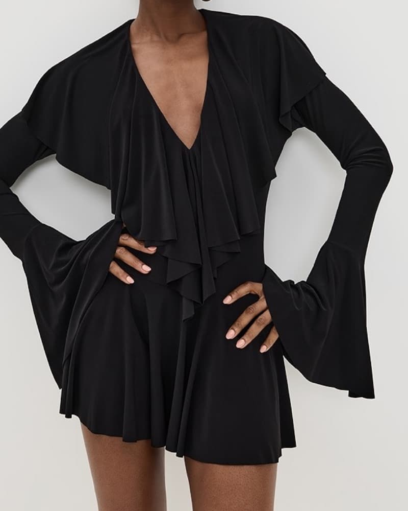 Norma Kamali Ruffle Mini Dress S - Image 2