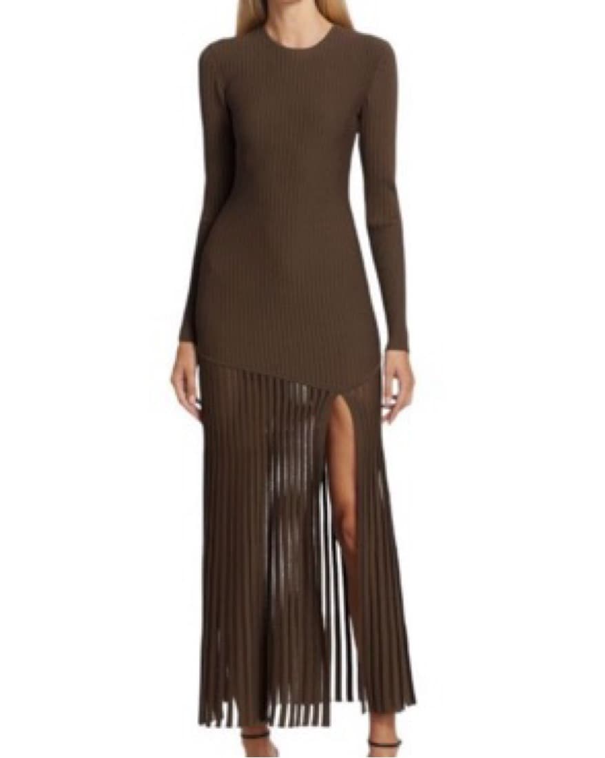 Sir Brown Long Sleeve Slit Dress - Image 2